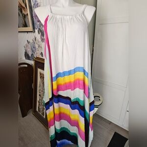 Sunshine 79 Striped Self-Tie Maxi Dress Retro Rainbow OSFM Best Fit M-lg Tall